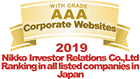 WITH GRADE AAA Corporate Websites 2019 Nikko Investor Relations Co.,Ltd. Ranking in all listed companies in Japan